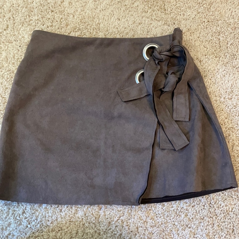 Grey wrap mini skirt